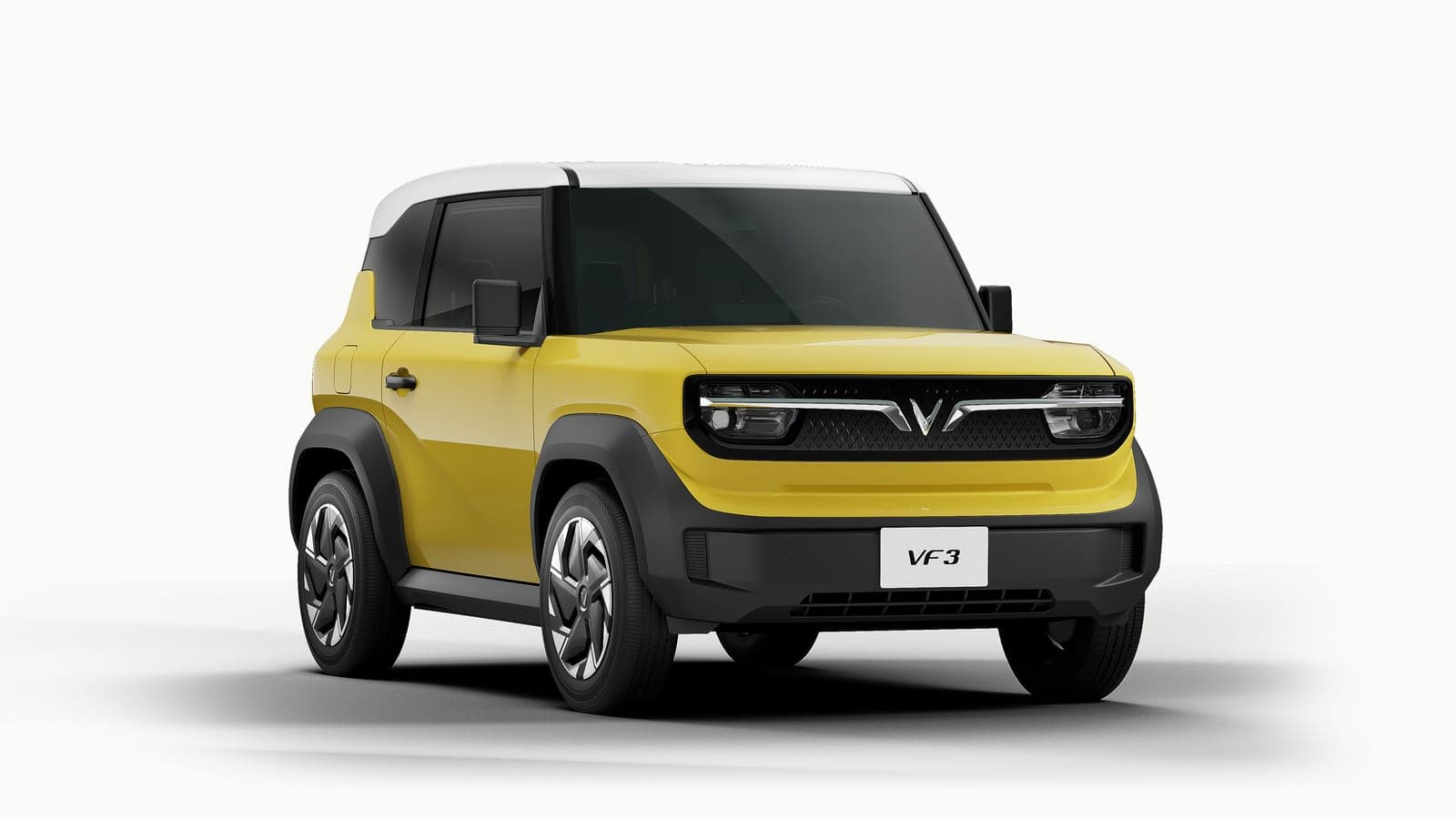VinFast VF 3 — góc trước từ dưới thấp